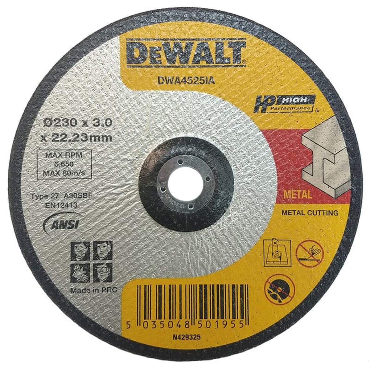 Круг отрезной по металлу DeWalt DWA4525IA 230x3x22.2мм — Фото 1